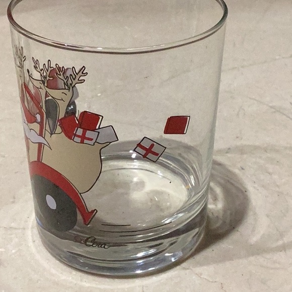 CERA Vintage MCM Holiday Drinking Glass-Set of 5-Santa Reindeer Jeep Lowball - Picture 4 of 4